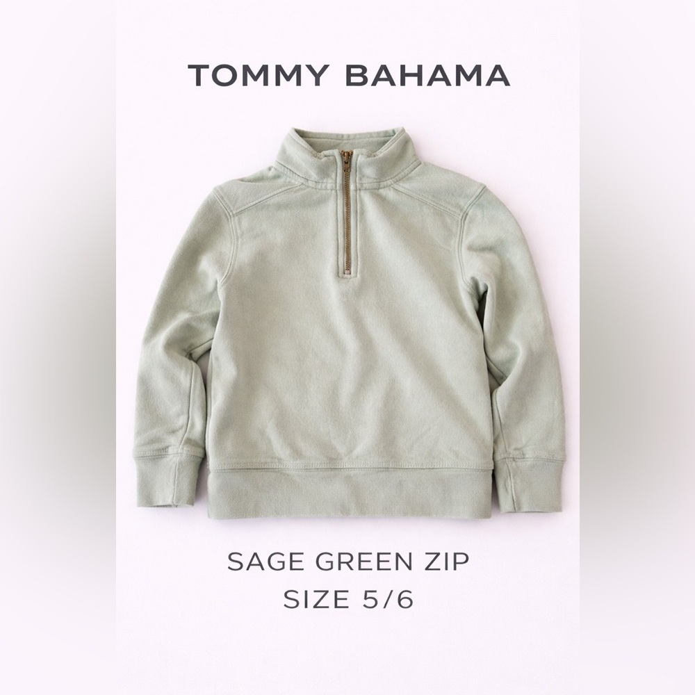 Tommy Bahama Kids Sage Green Half-Zip Sweatshirt
